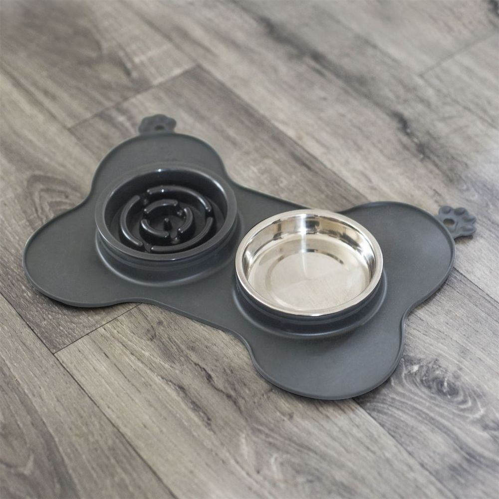 Dog Slow-Feeder Set with Non-Slip Mat and Dog Bowl